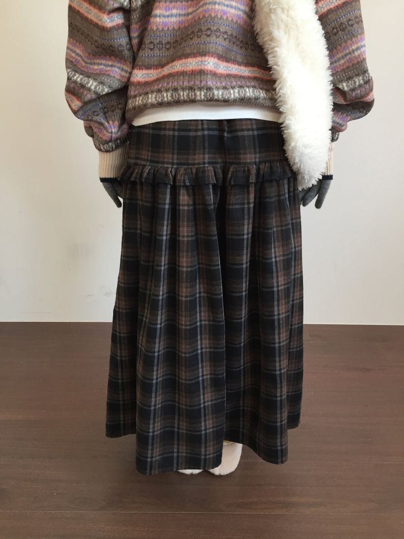 Bella Checkered Long Skirt (2color)