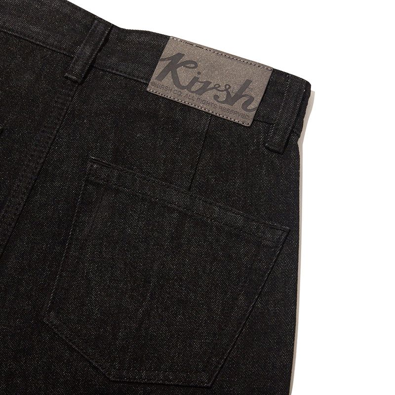 UNI CURVED FIT DENIM PANTS [BLACK]