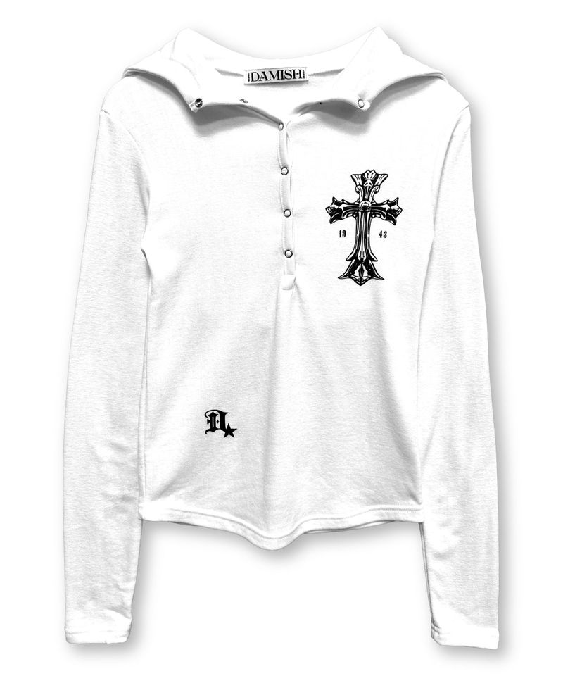 Warm Cross Cozy Snap Hoodie_Ivory