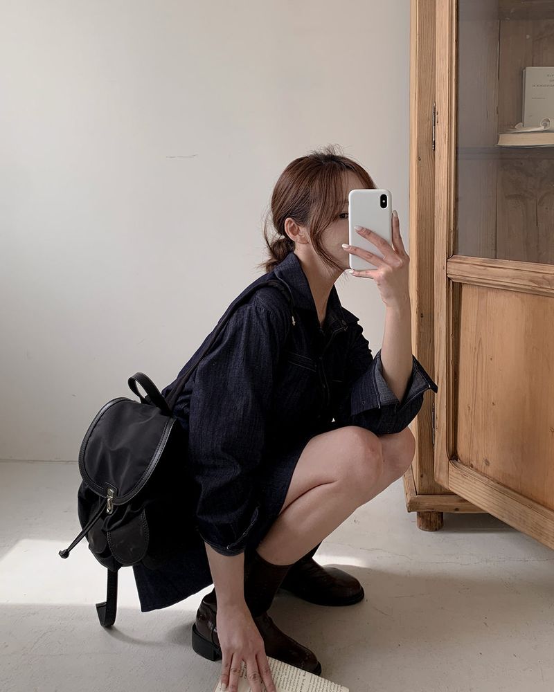 Nas denim shirt & skirt set