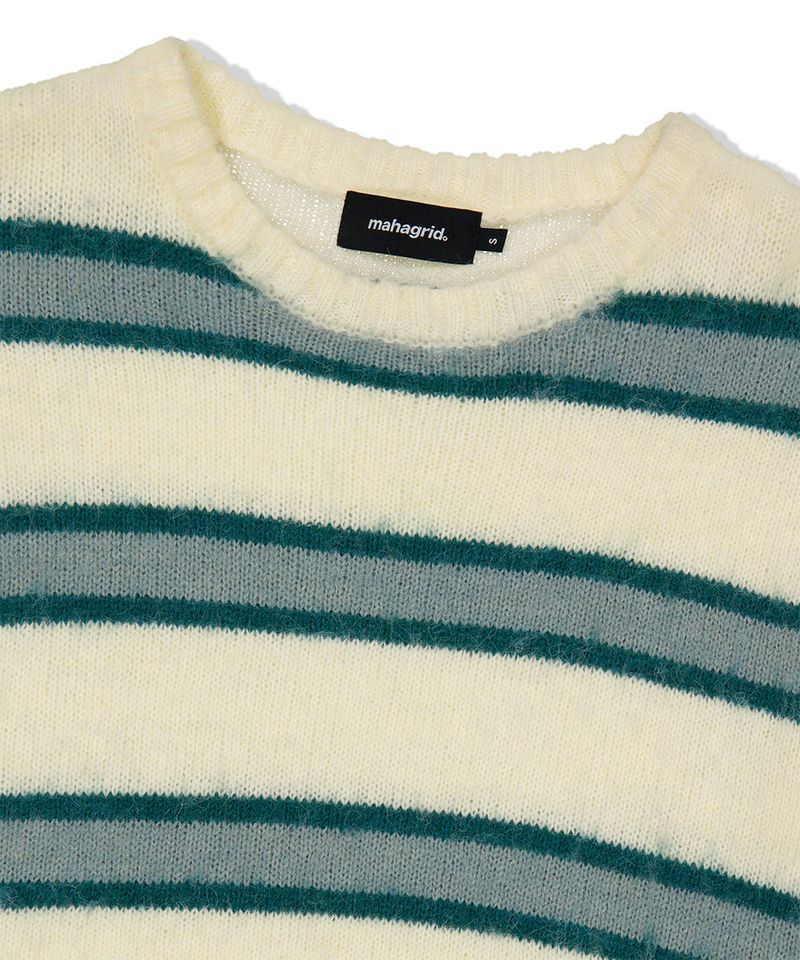 HAIRY STRIPE KNIT SWEATER