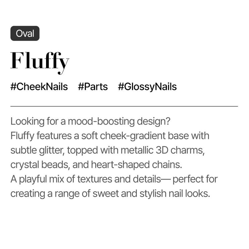 MUZMAK Reusable Glam Design Nail Tip Fluffy(Oval)