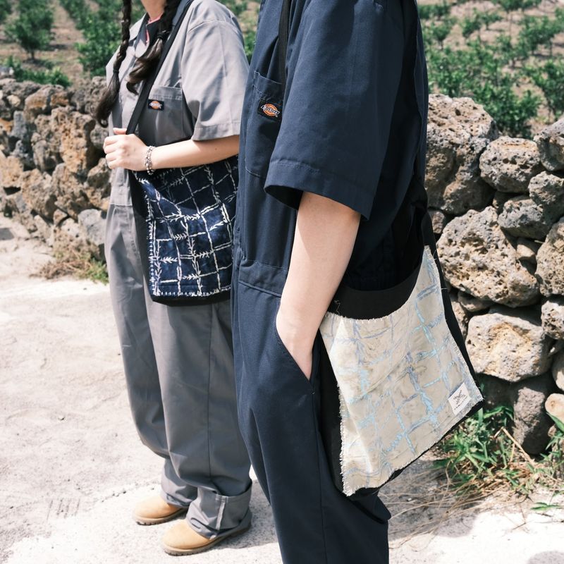 [Patchwork Canvas Bag] Reef Check - Sand