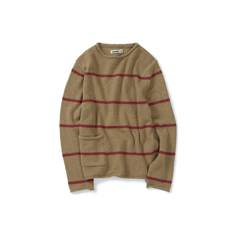 karactor（カラクター）の「Roll-up stripe pocket knit / Beige（Tops）」