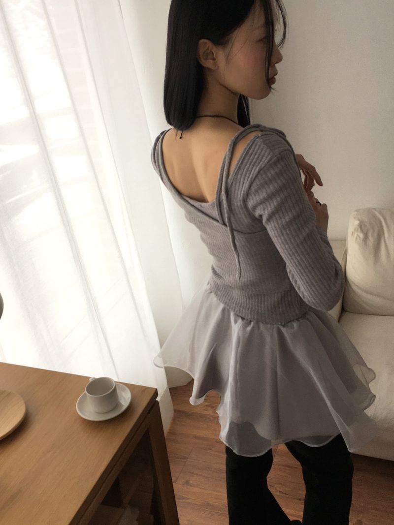 Weil organza layered flare miniskirt