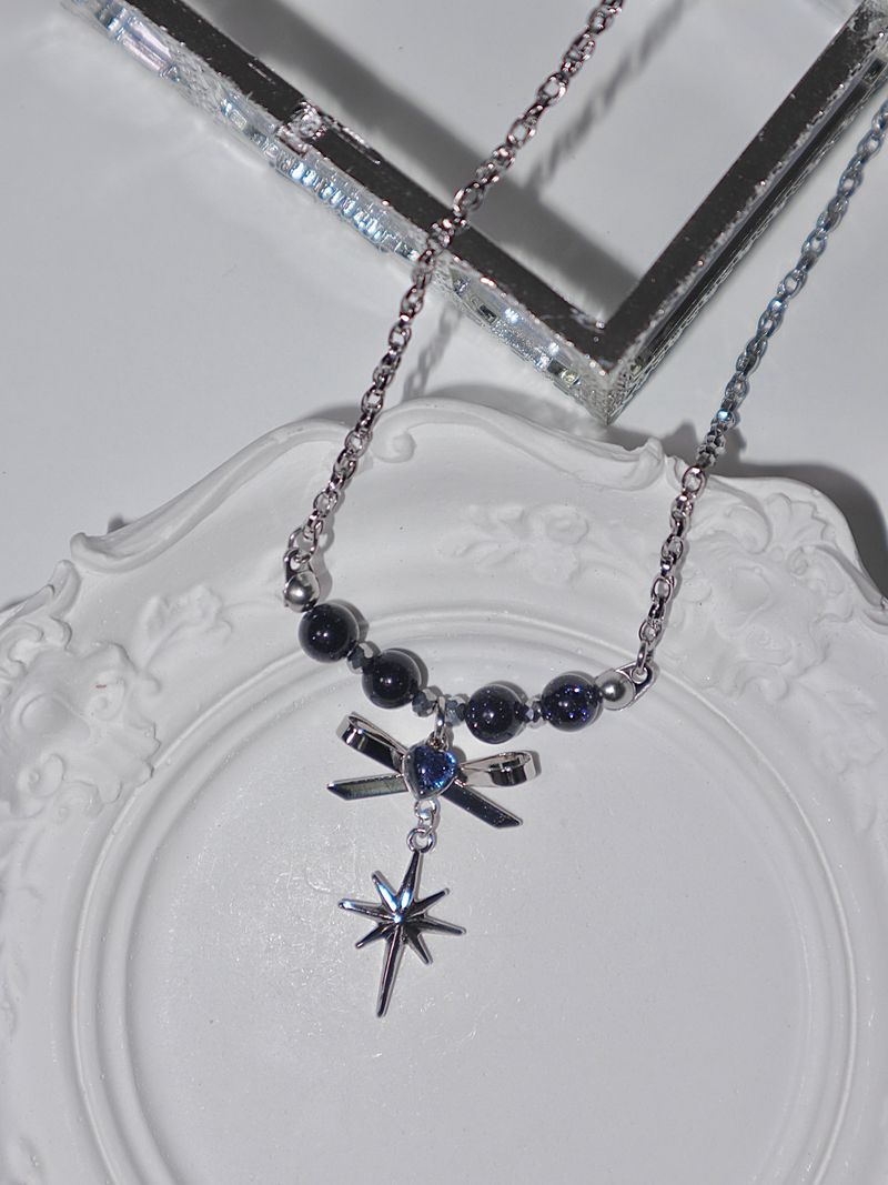 purple starlight heart ribbon necklace