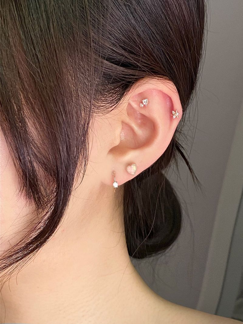 [4 set] pitch ring piercing set 