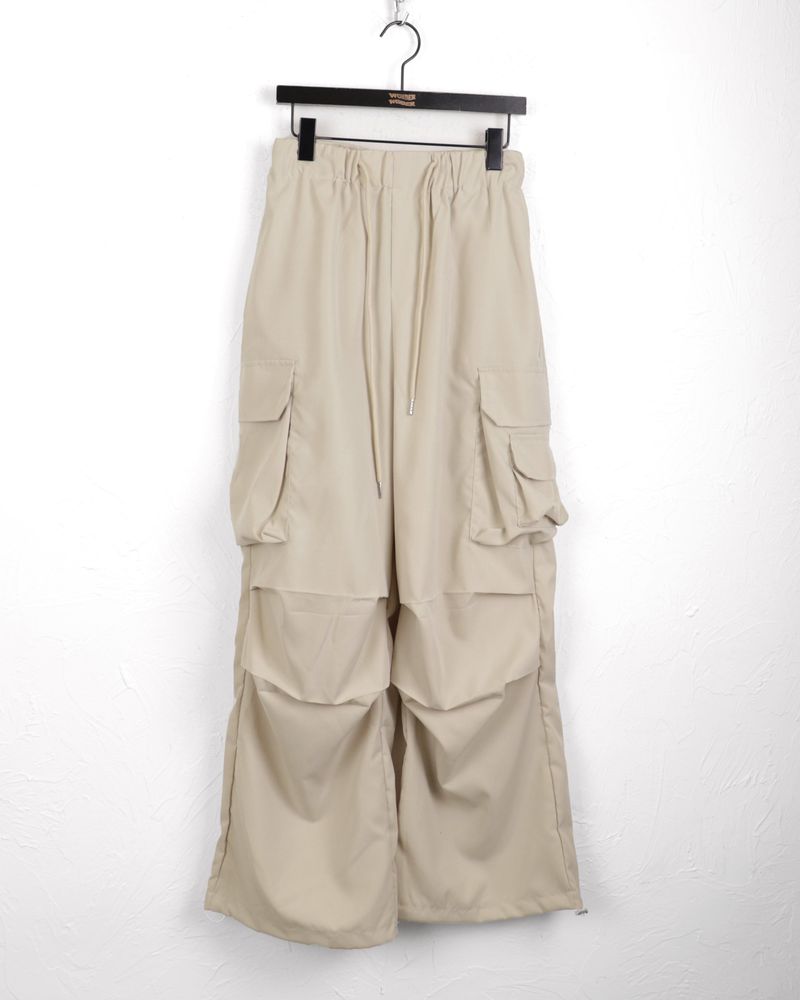 [BASIC/LONG] Adik Double Pocket Pintuck Cargo Two-Way Long Wide Jogger Pants