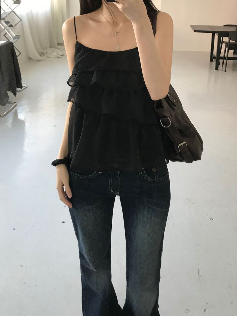 See-through frill bustier (2 colors)