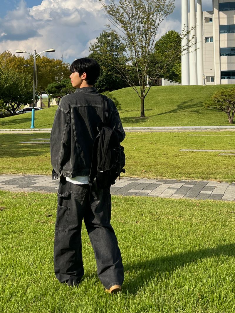 Basic Washed Black Denim Jacket