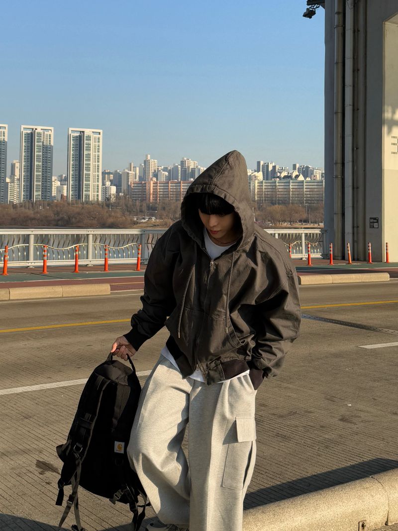 Snap cargo wide sweatpants