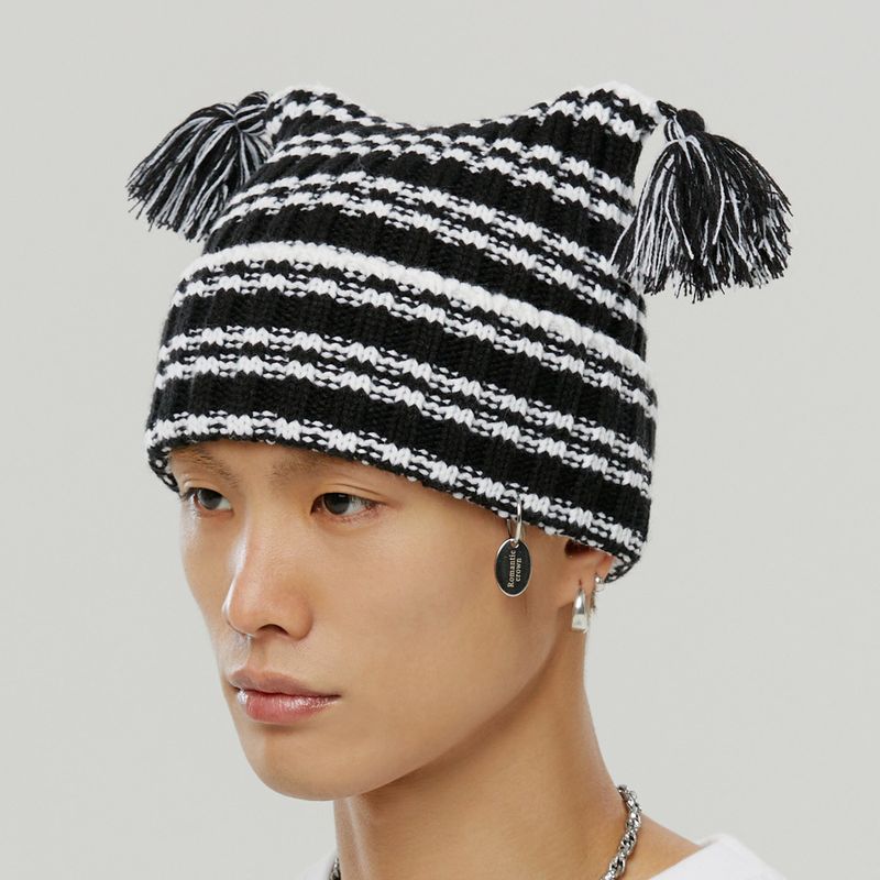 STRIPE SQUARE BEANIE