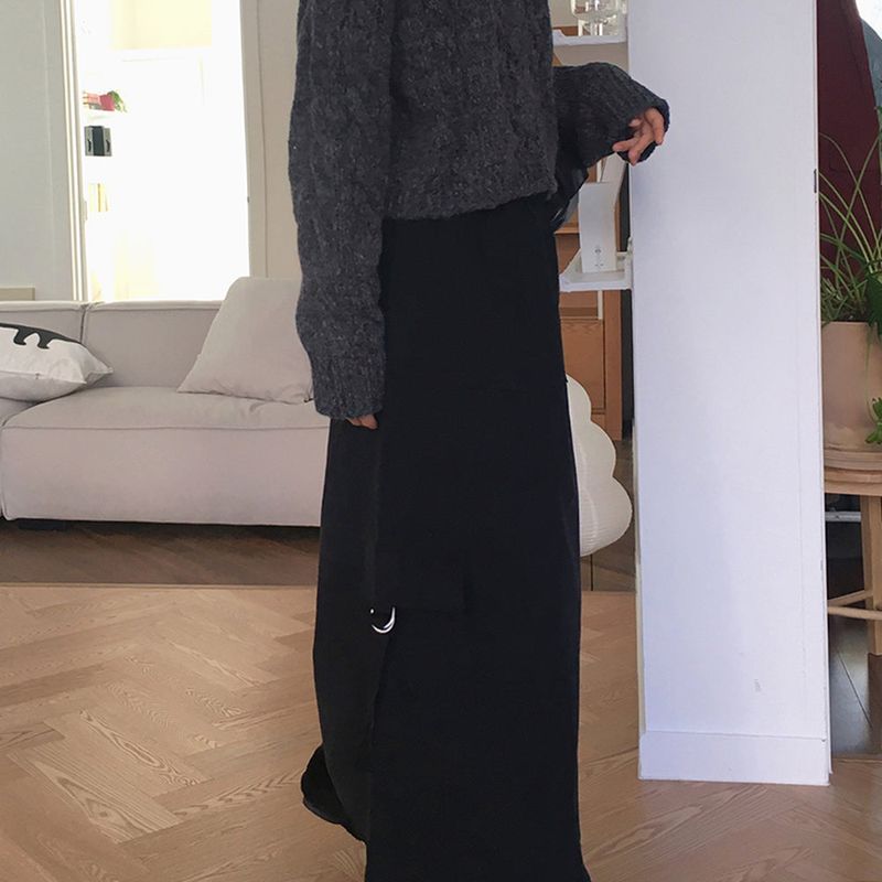 Tarp Fleece Cotton Cargo Two Way String Long Skirt