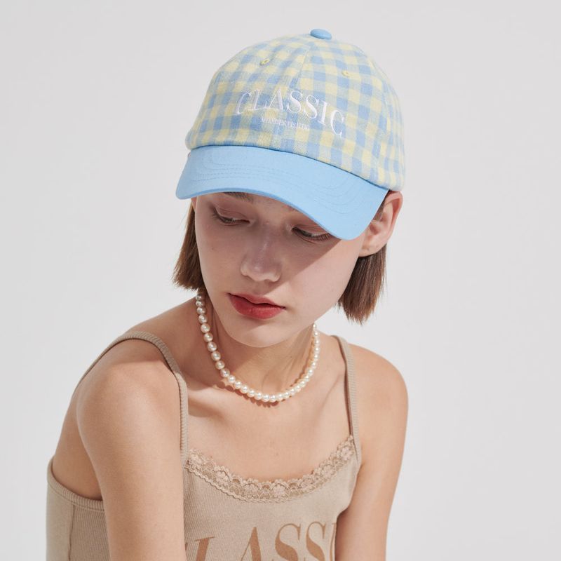 Classic check Ball-cap [Light blue]