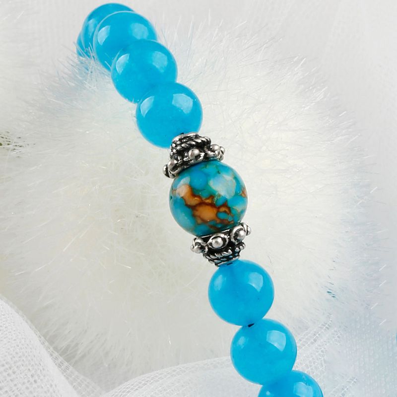 SVB-1021 Aqua Blue Stone Bead Bracelet