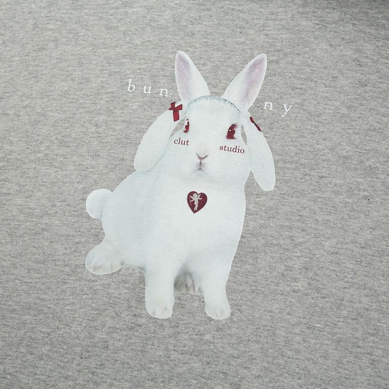 0 7 bunny ruffle hood - GREY