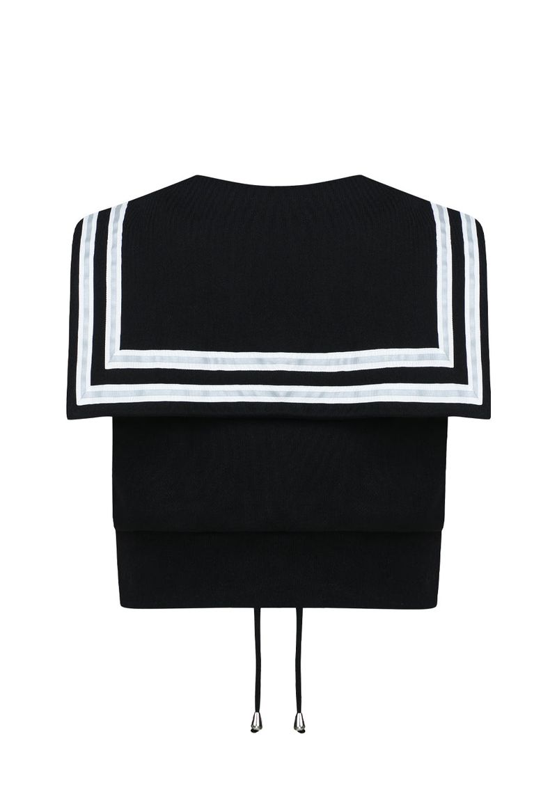 RIBBON SAILOR VEST (BLACK)