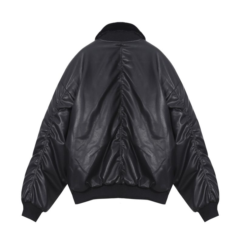Black leather shirring padding