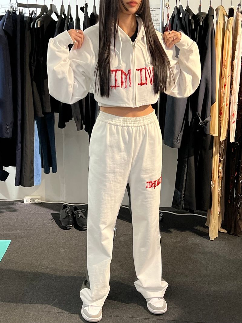 [MADE] CROP JERSEY ZIP-UP WHITE