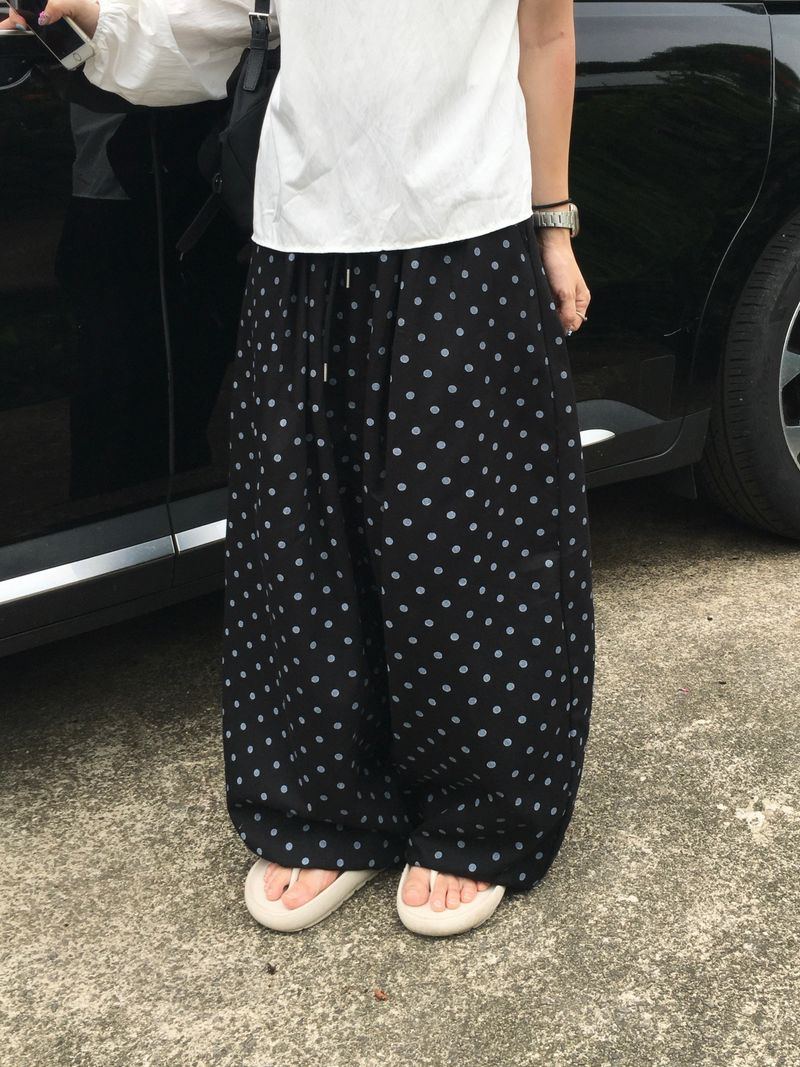 Polka Dot Wide Balloon Pants (2c)