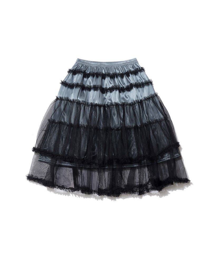 RUFFLE TIERED MESH MINI SKIRT