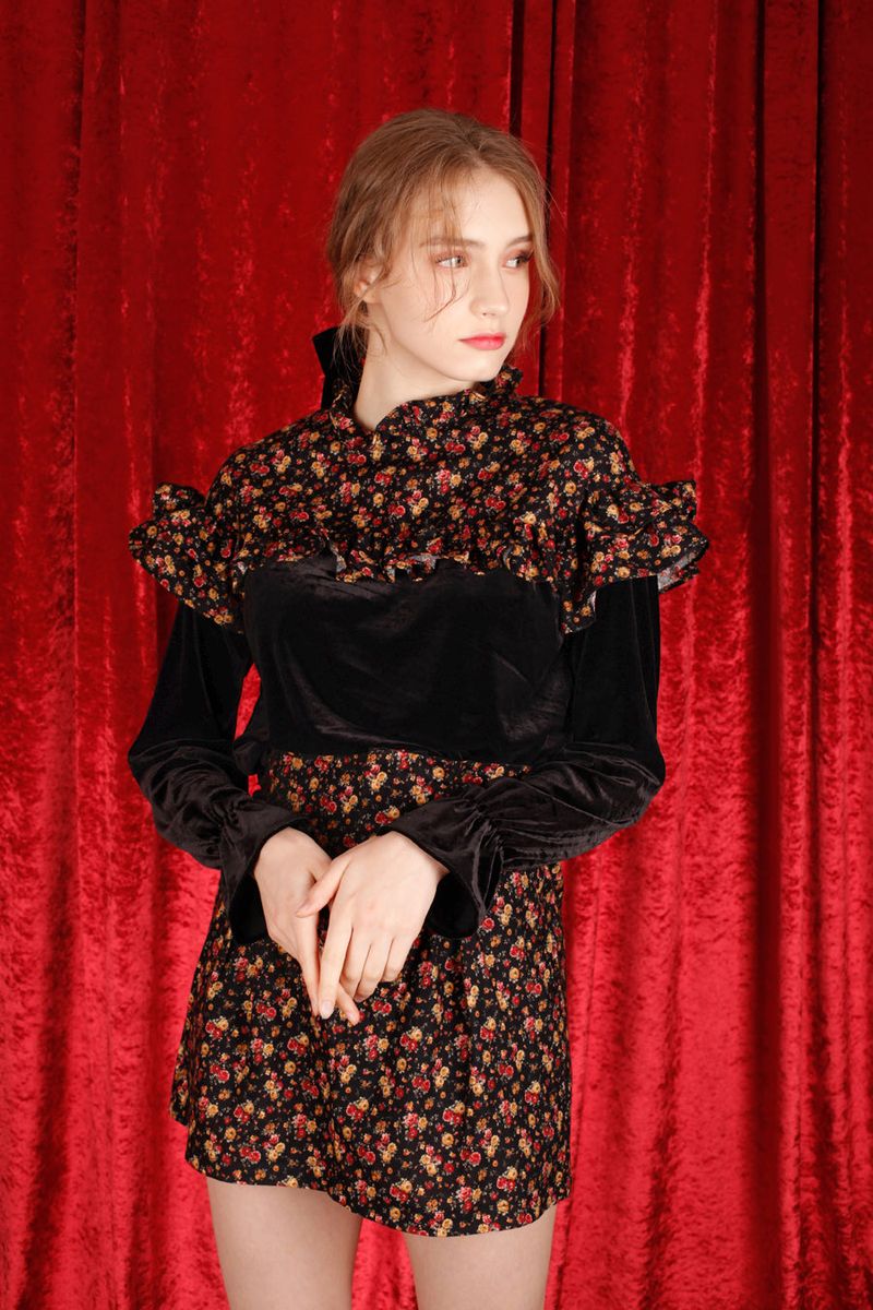 rose velvet blouse