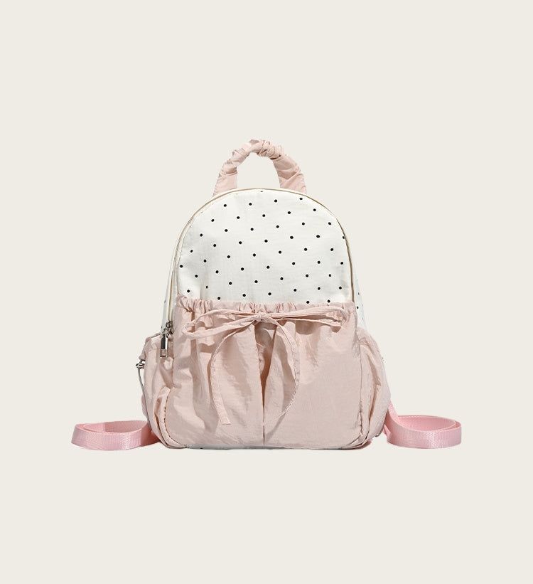 Ribbon Polka Dot Canvas Backpack – Cute College & Commuter Bag
