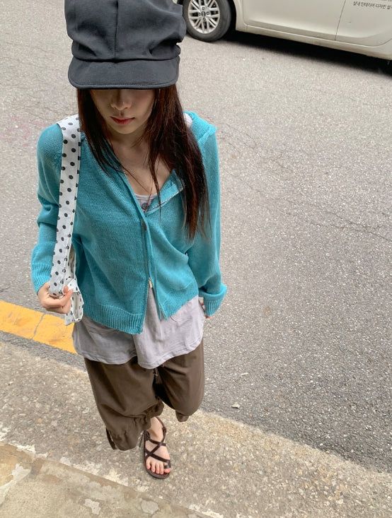 Rimoha Summer Hood Knit Zip-Up
