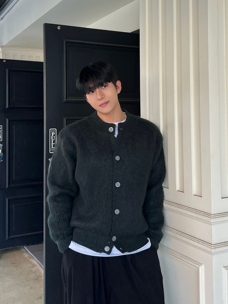 Brush wool cardigan
