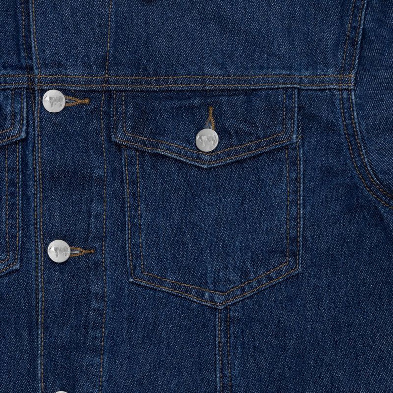LOOSE FIT BACK LABEL POINT DARK DENIM JACKET [17707]