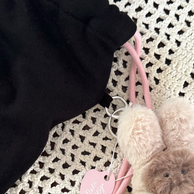 Deli rabbit string bag (black_pink)