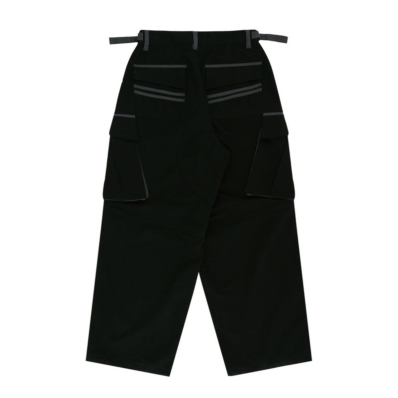 Peach Cotton Cargo Pants - Black