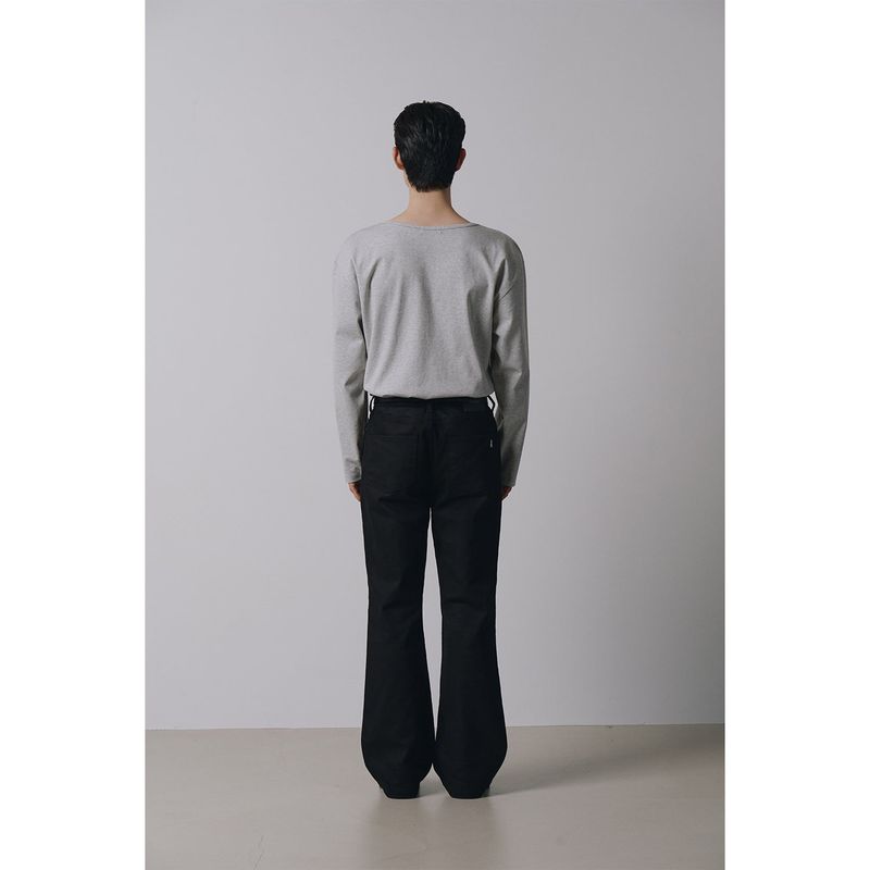 Brushed crop u neck long sleeves(Gray)