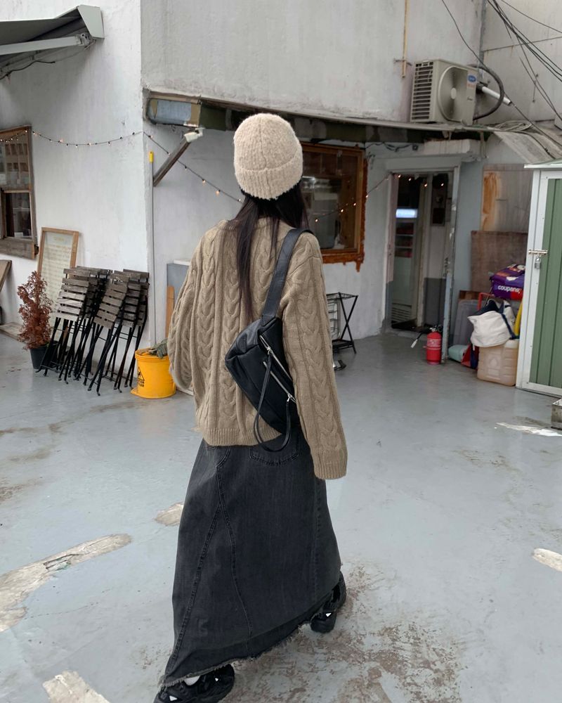 kyoive(コイブ)の「Long cutting denim skirt(Skirts)」