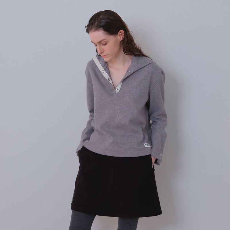 Black Corduroy Patch Mini-Skirt