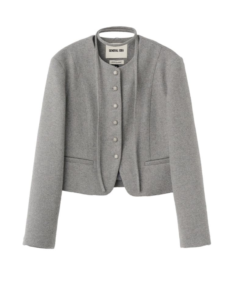 【即日発送】tie no-collar wool jacket