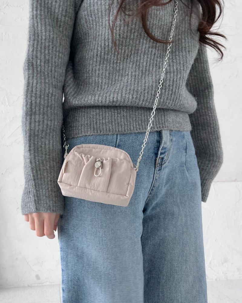 Card Wallet Mini Chain Bag-BEIGE