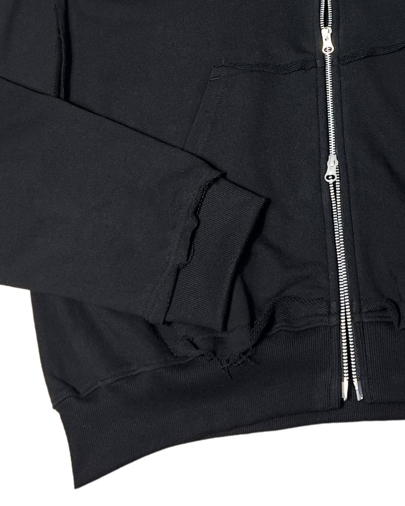 CUTTING CROP HOODIE ZIPUP_BLACK