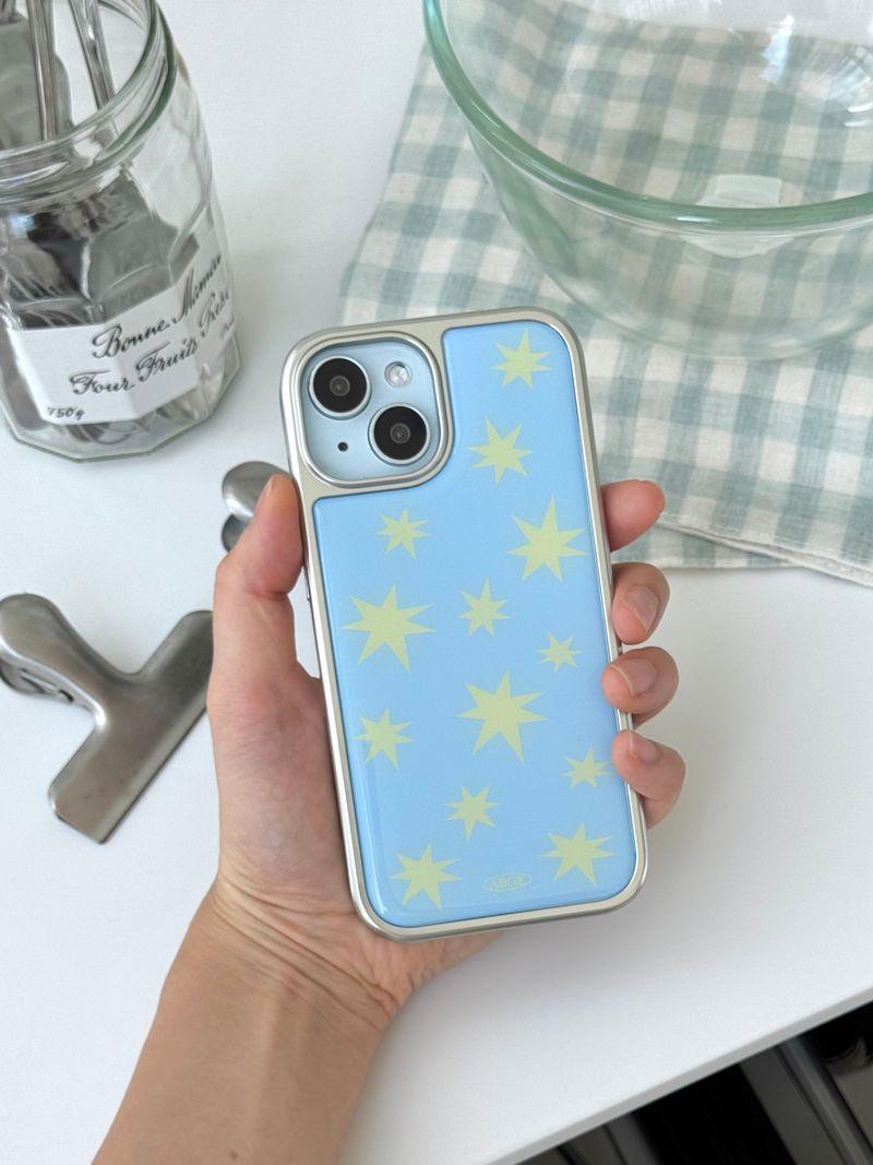 BLUE SPARKLING Silver Epoxy Case
