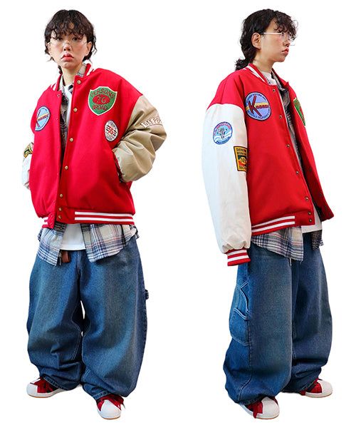 Oversized Varsity Jacket with Patches
