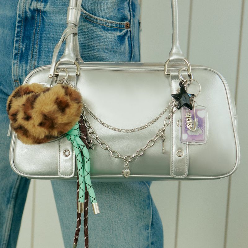Heart Leopard Rope Chain Keyring _ Brown 