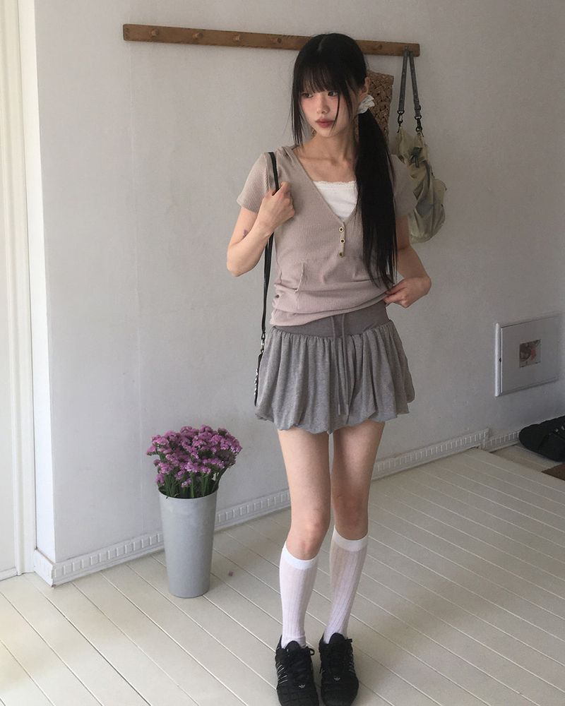 Kti Pumpkin Terry Mini Pants Skirt