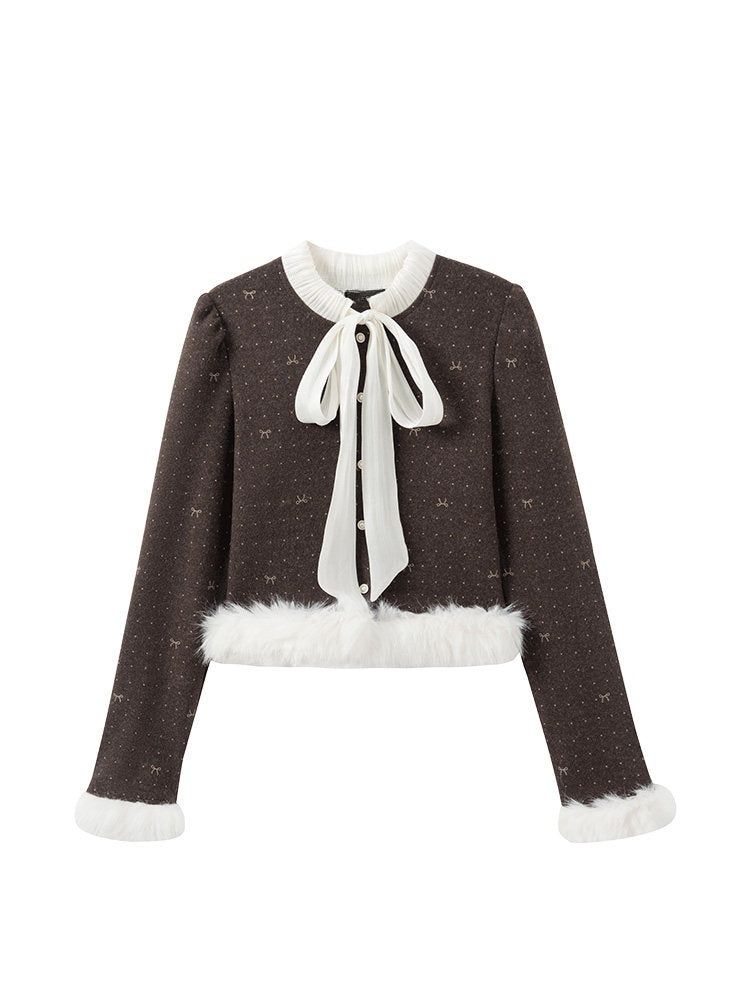 Karina Fur Ribbon Cardigan