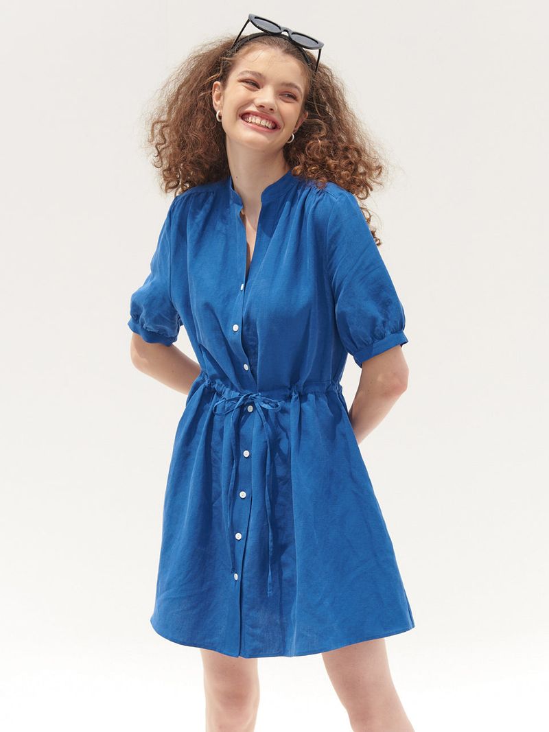 vem.ver(ベムバー)の「HENRY NECK STRING POINT ONEPIECE_BLUE(Dresses)」