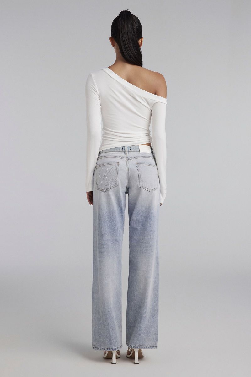 Krystal Clean Straight Low Jeans, Light Blue