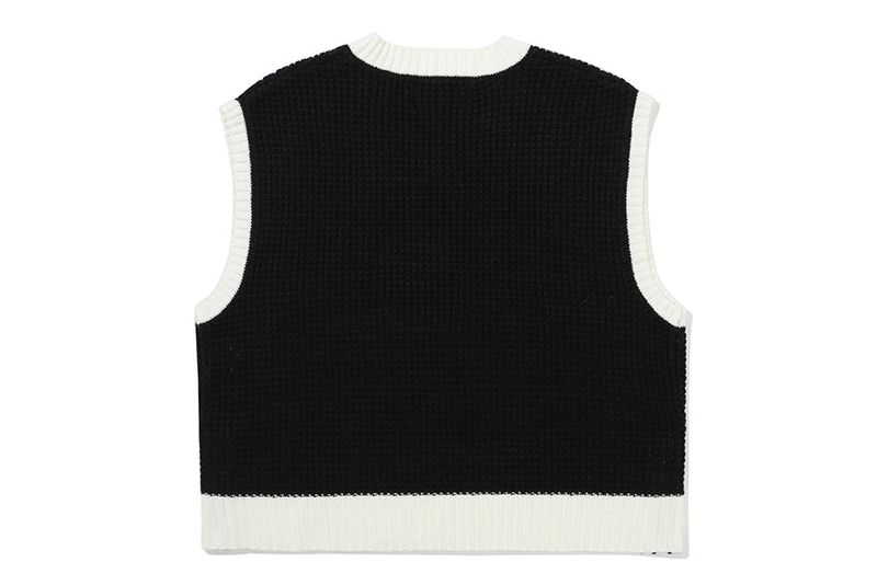 WAFFLE KNIT VEST_BLACK
