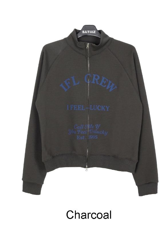 Crew lettering high-neck zip-up
