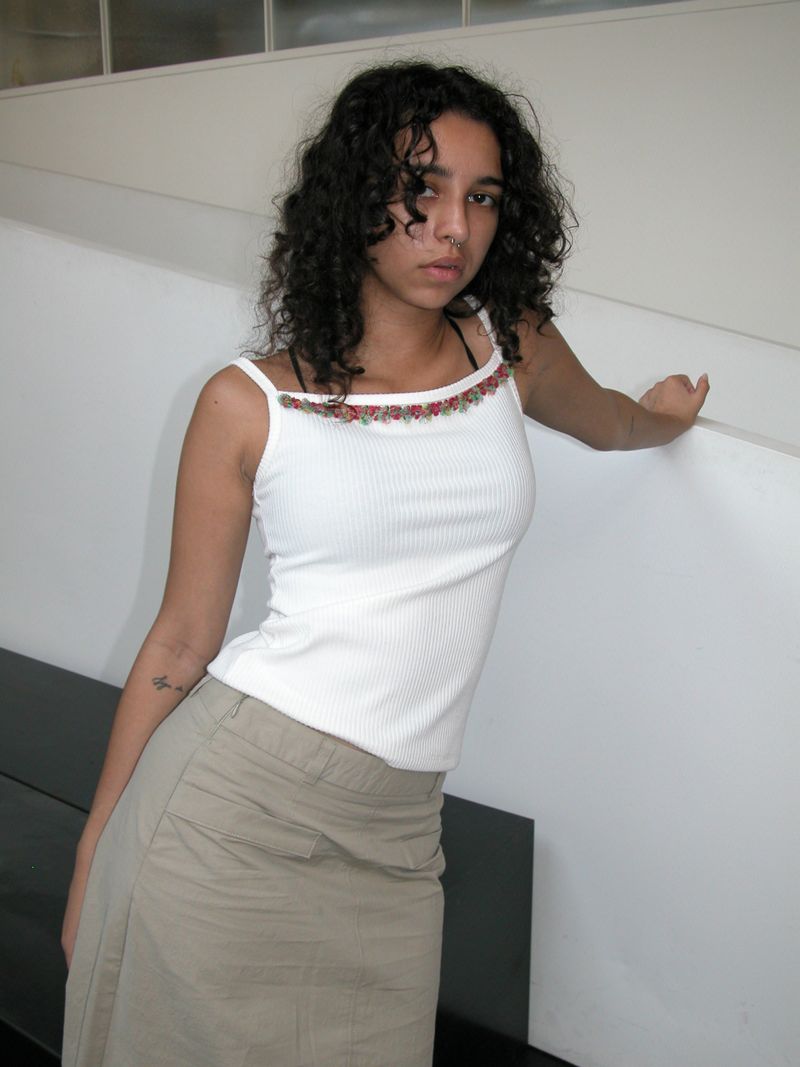 SEASEE(シーシー)の「Floral Trim Noodle Strap,White(Tops)」