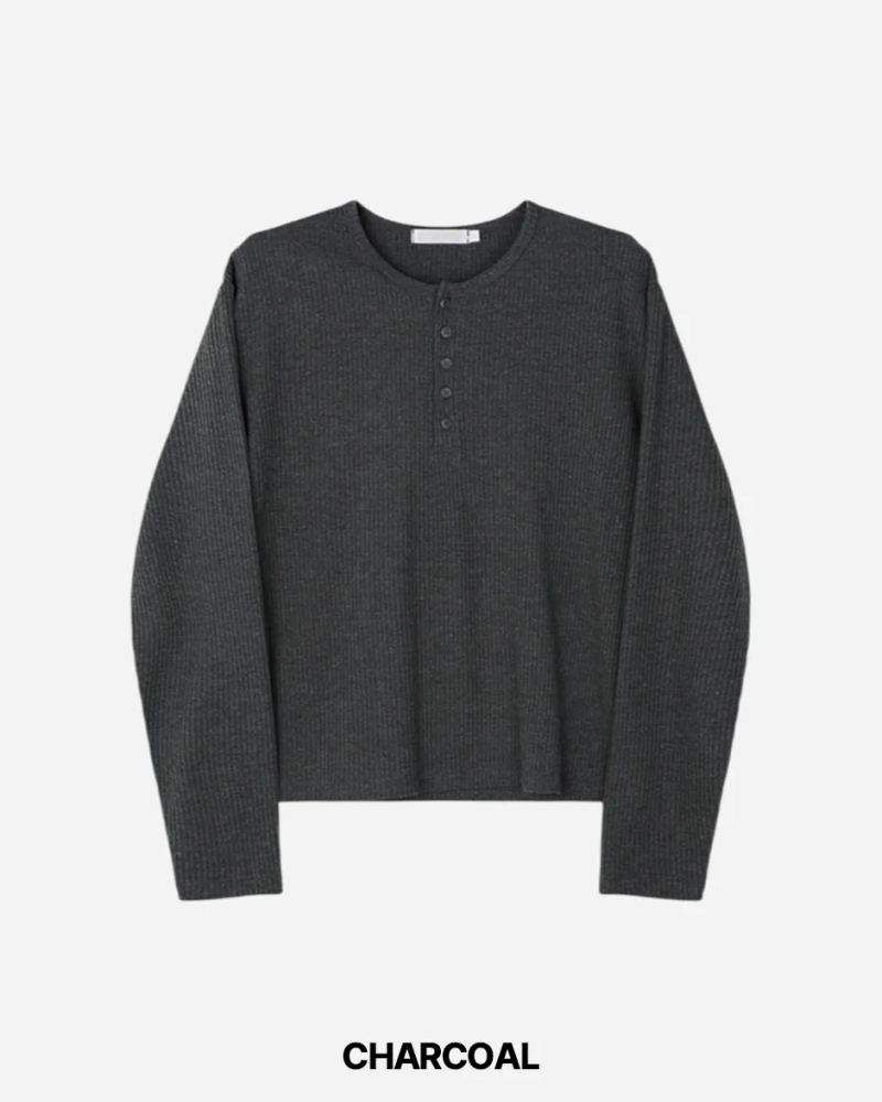 スポヘンリーネックワッフルロングスリーブ T