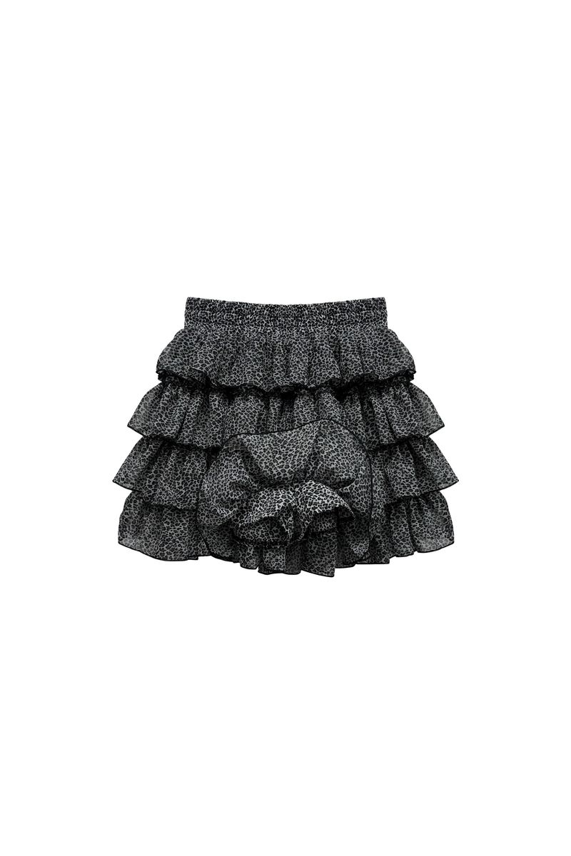 LEOPARD CANCAN MINI SKIRT PANTS / GRAY